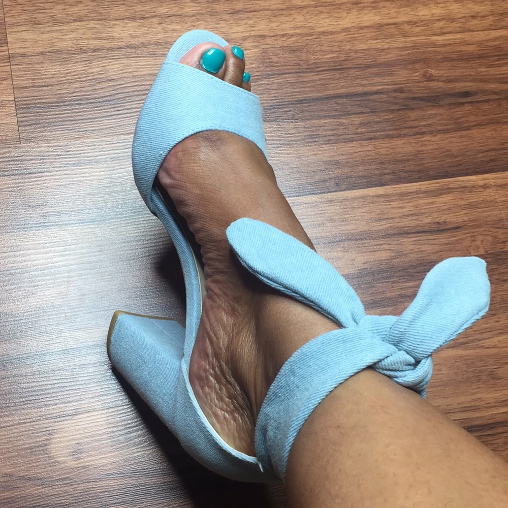 Denim Block Heels - Picture 2 of 5